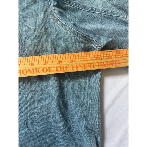 LOGO Lori Goldstein Denim Jacket W/ Frayed Hem & Layered White Shirt Womens 18W - Picture 6 of 8